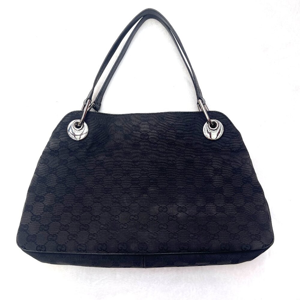 Gucci Eclipse GG Canvas/patent leather Medium Black Tote - Picture 4 of 17
